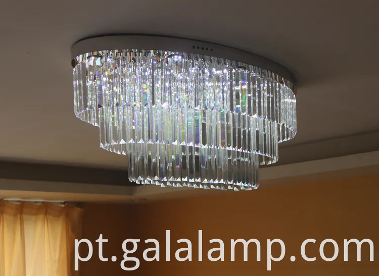 Lâmpada de cristal de teto oval, lâmpada lamprectangular da sala de estar